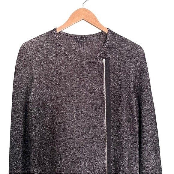Theory Long Zip Front Lioralee Cardigan Dress Black Gray Thick Knit Size Small - Picture 6 of 14